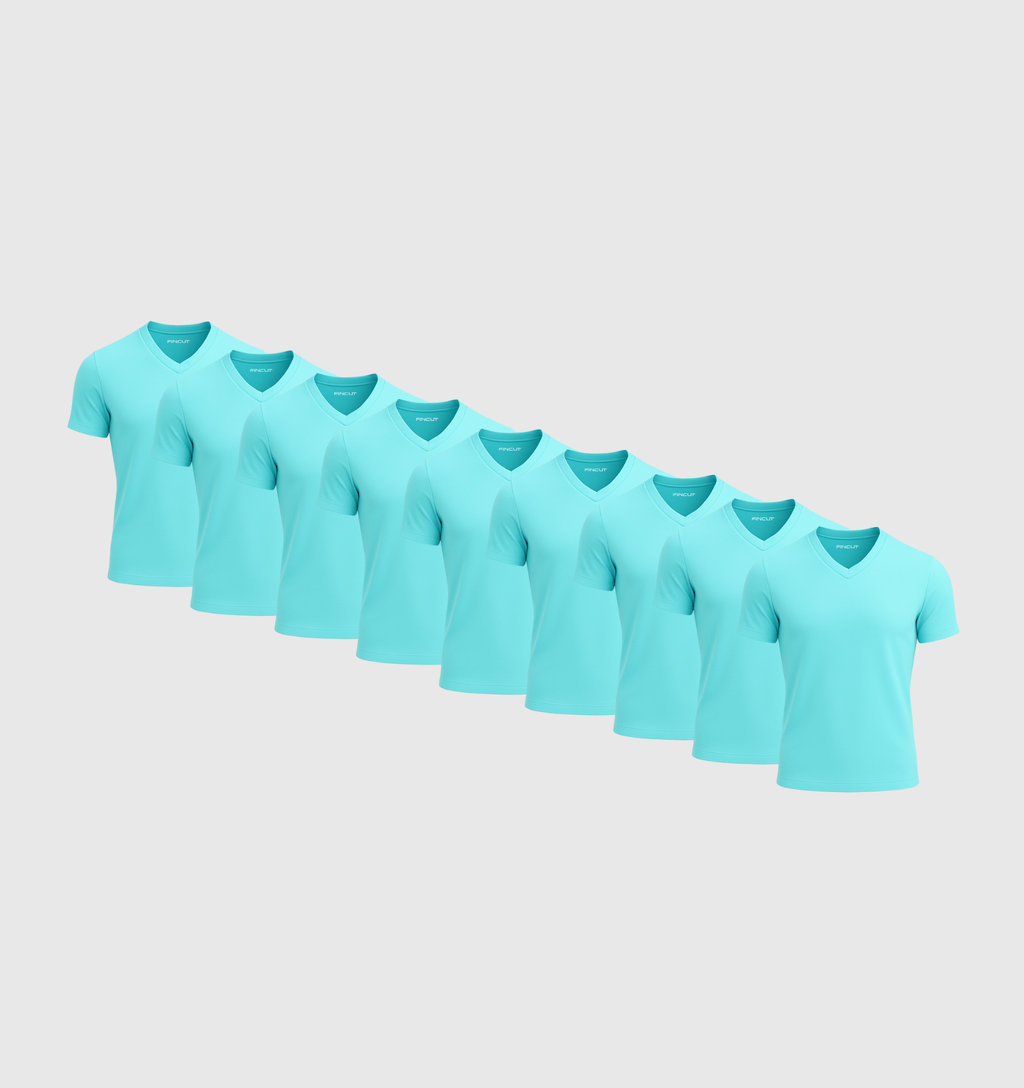 ARCHIVE - Pack de 9 Col V - Bleu turquoise