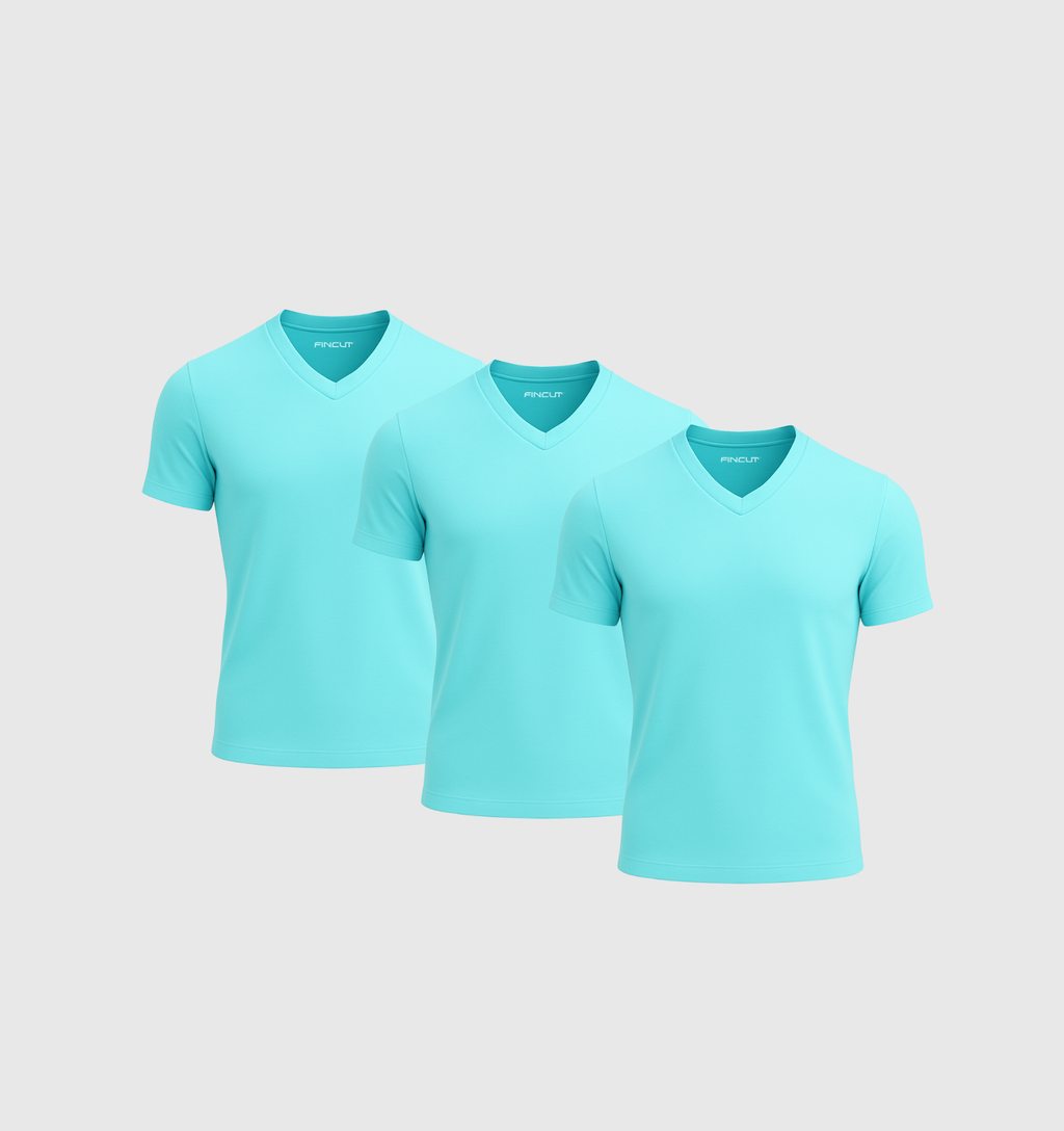 ARCHIVE - Pack de 3 Col V - Bleu turquoise